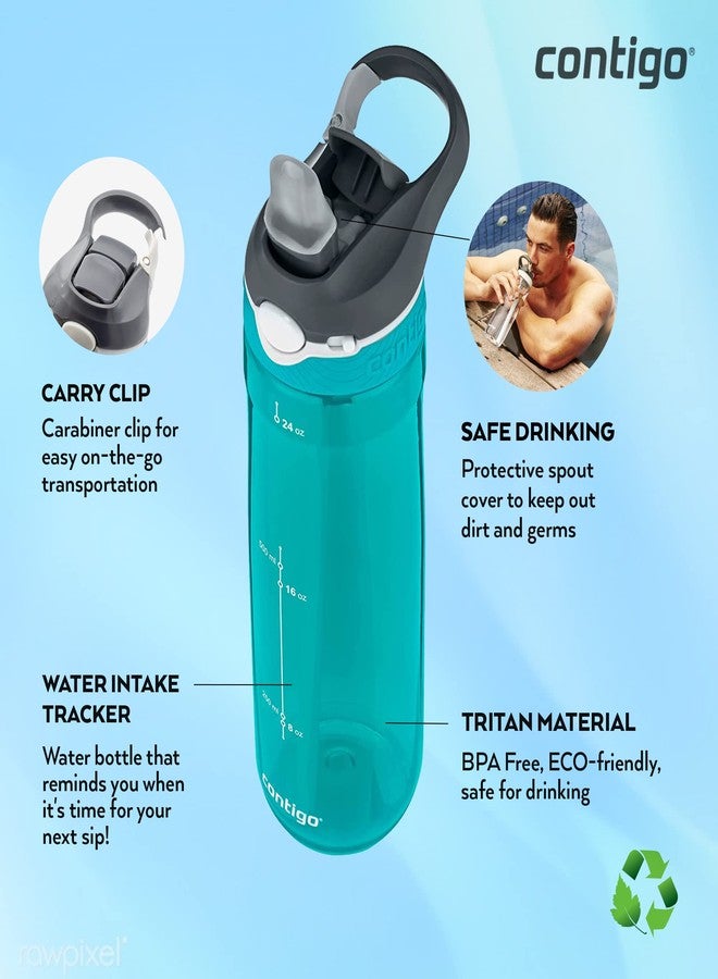 كونتيجو زجاجة ترطيب بلاستيكية كبيرة من كونتيجو، خالية من مادة BPA، مانعة للتسرب، مزودة بماصة قابلة للطي - 720 مل، سكوبا، عبوة من قطعة واحدة، ألوان متنوعة - Image 2